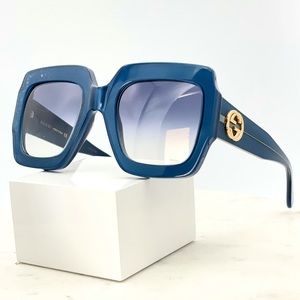 NEW Gucci Blue Gradient Oversized Square Sunglasses